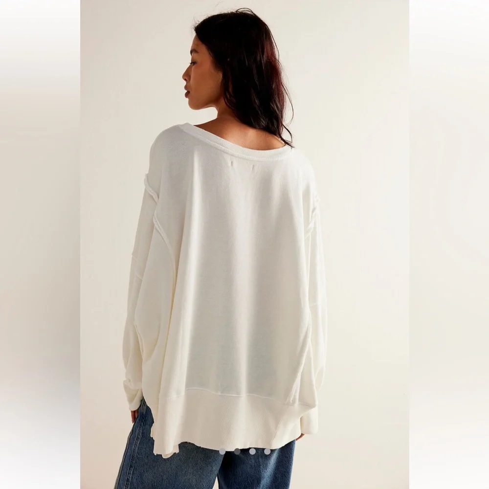 Free People White and Blue Graphic Sweatshirt - Picture 2 of 4